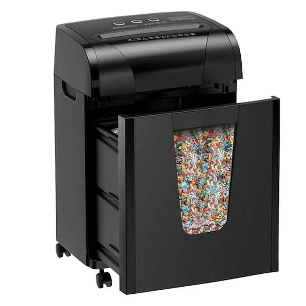 18-Sheet Cross Cut P-4 Security Level Shred Paper, Credit Card with Auto Jam Proof System and 18 L Pull Out Bin, Black