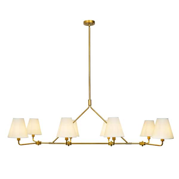 Unbranded 8 light Brass Gold Linear Chandelier Farmhouse Chandeliers for Dining Room Kitchen Island with no bulbs included
