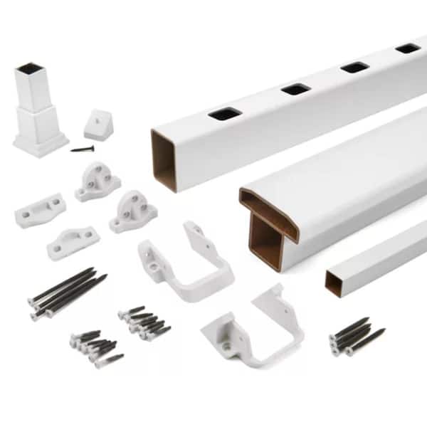 Trex Select 8 ft. x 42 in. Classic White Composite Deck Stair Rail Kit with Square Balusters