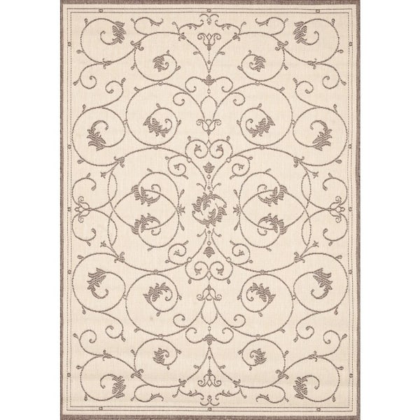 Couristan Recife Veranda Natural-Cocoa 2 ft. x 4 ft. Indoor/Outdoor Area Rug