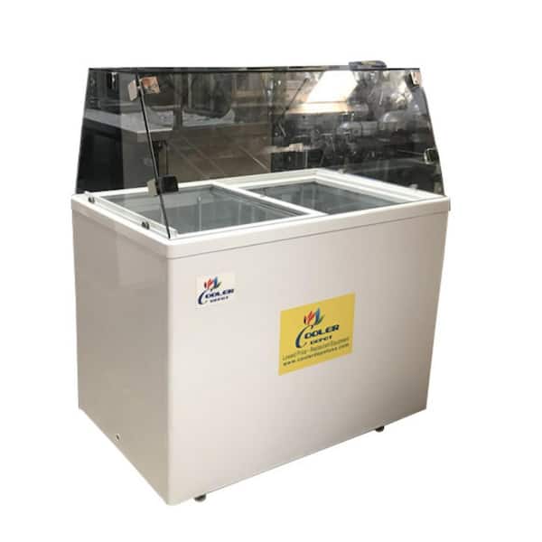 Cooler Depot 42 in. W 9.8 cu. ft. Manual Defrost Chest Freezer Gelato Ice Cream Dipping Cabinet Display Freezer with Glass in White