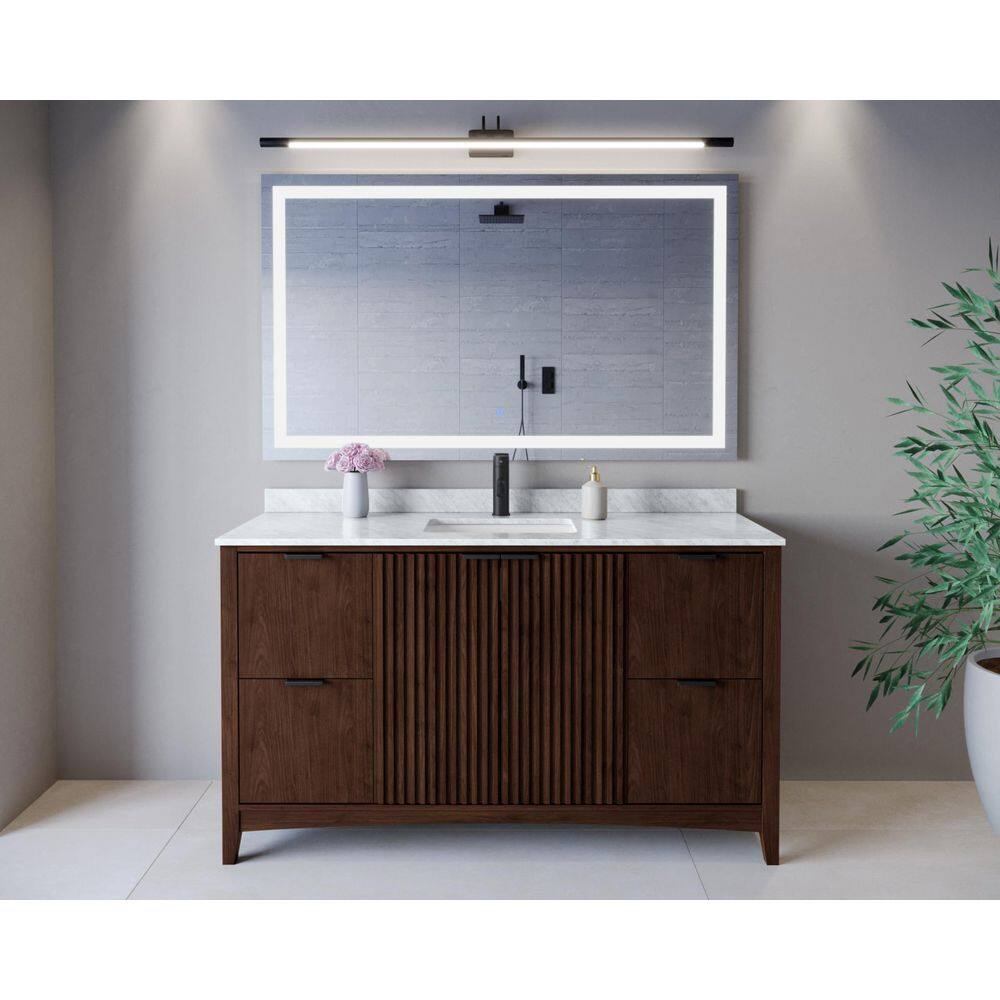 Palmilla 60 in. Single Freestanding Dark Walnut Bath Vanity with White Carrara Marble Top Assembled price history on PriceWatchPro