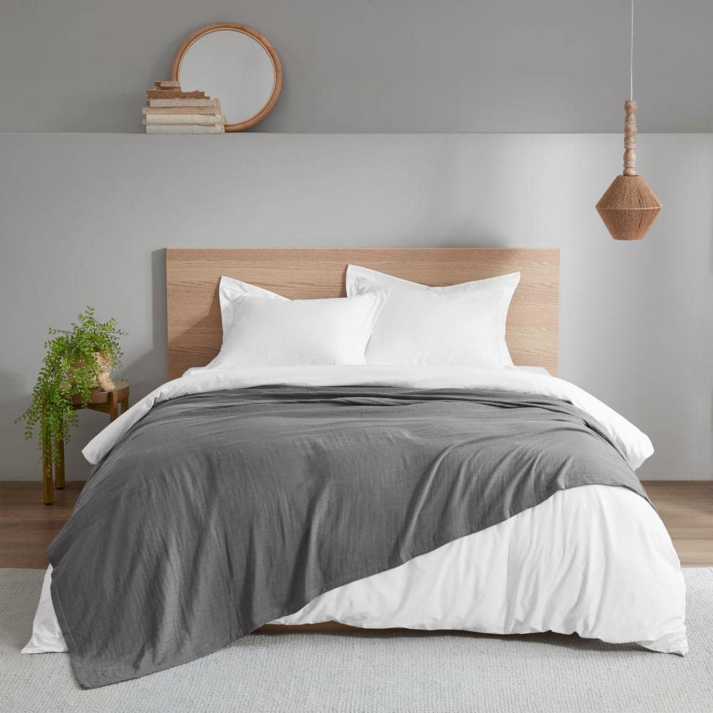 Charcoal Gray Ultra-Soft Cotton Gauze Full/Queen Blanket