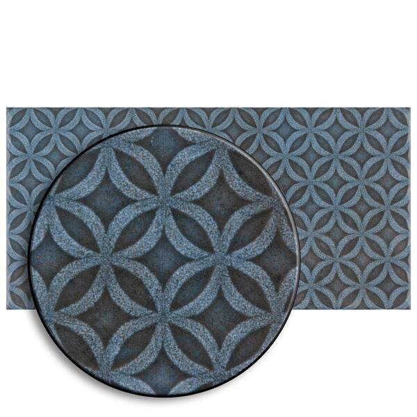 Merola Tile Camden Decor Azurro 4 in. x 8 in. Ceramic Wall Tile
