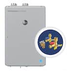 Performance Platinum 9.5 GPM Natural Gas High Efficiency Indoor Tankless Water Heater with Brass Service Valves Bundle