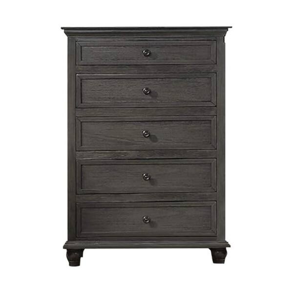 Benjara Gray 5-Drawer 35 in. Wide Dresser Without Mirror