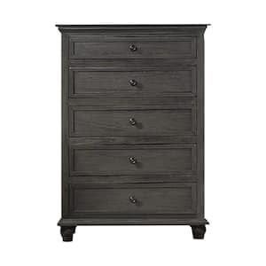 Gray 5-Drawer 35 in. Wide Dresser Without Mirror