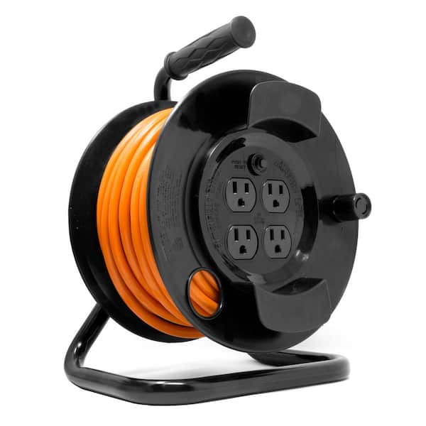 WEN 50 ft. 14-Gauge Heavy-Duty SJTW Outdoor 14/3 Extension Cord Reel with  NEMA 5-15R Light-Up Power Outlet PC5043R - The Home Depot
