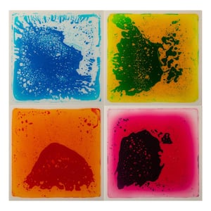 Sensory Liquid Gel Floor Tiles, Red/Orange, Green/Yellow, Pink/Purple, Blue/White 19.5" L x .25" Thick Kids Floor Mat