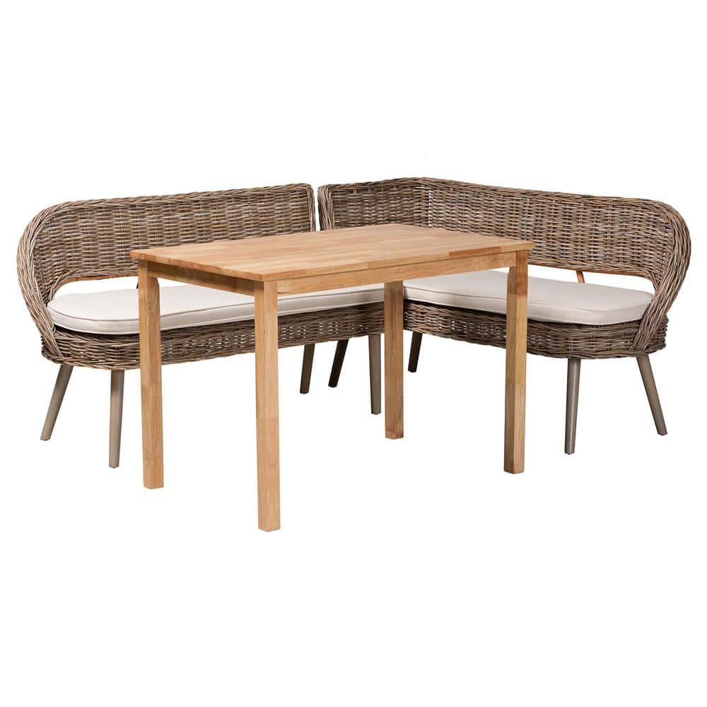 Raisa 3-Piece Greywashed Rattan and Oak Brown Wood Top Dining Set price history on PriceWatchPro
