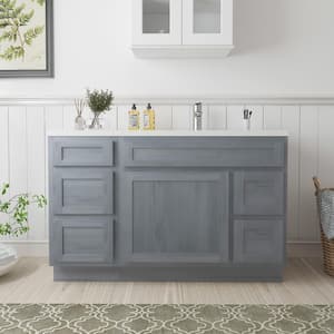 51 in. W x 21 in. D x 32.5 in. H Bath Vanity Cabinet without Top in Silver