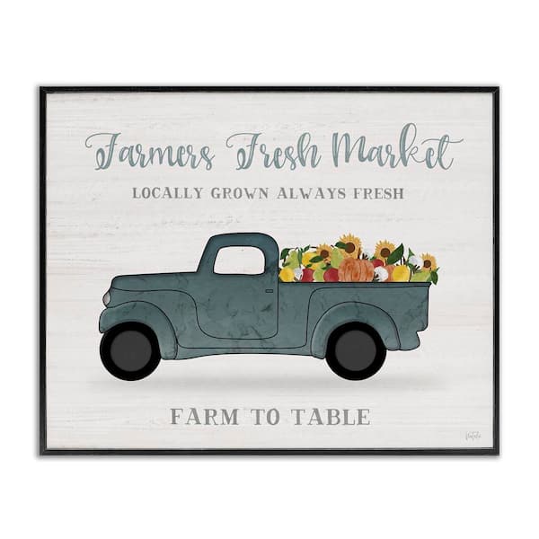 Stupell Industries Farmers Market Assorted Produce Rustic Sign by Natalie Carpentieri Black Framed Graphic Travel Art Print 11 in. x 14 in.