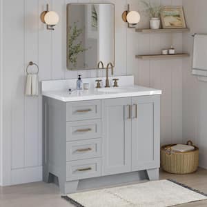 Taylor 43 in. W x 22 in. D x 36 in. H Vanity in Grey with Pure White Quartz Top