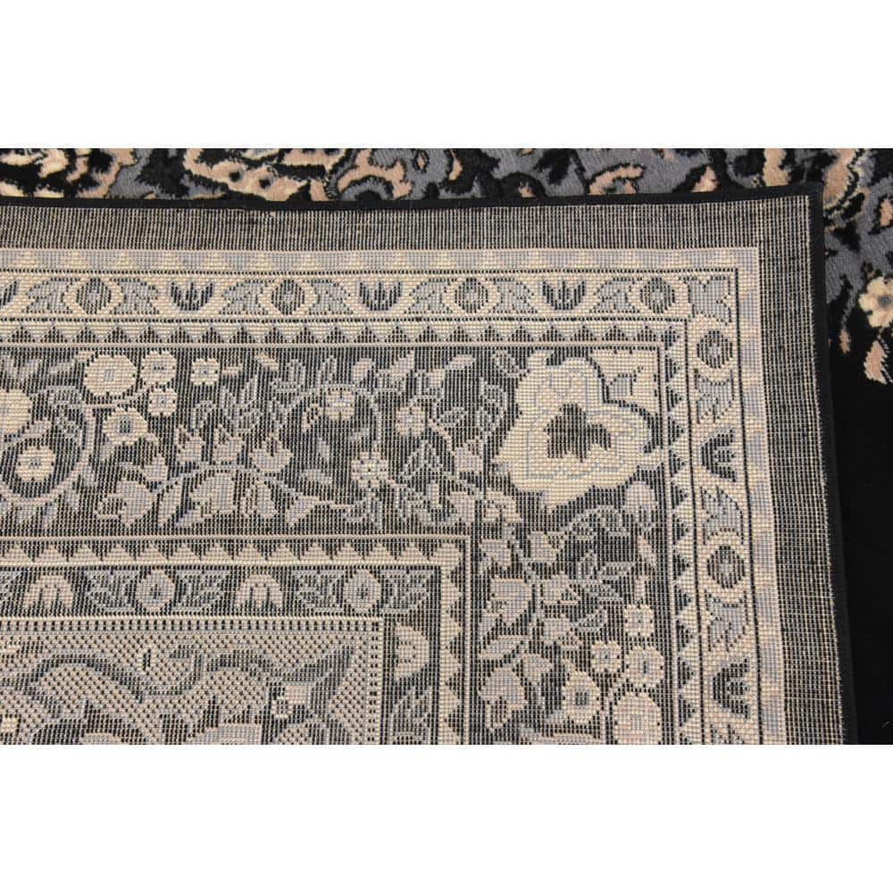 Black and Beige Medallion Synthetic 8' x 10' Area Rug