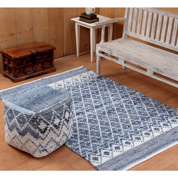 Better Trends CINDY RUG 4 X 6 F BLUE MULTI With 15X15 Pouf