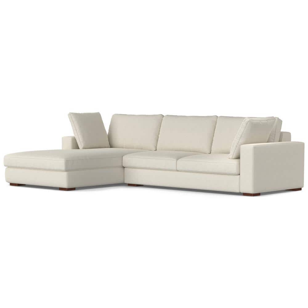Cream Fabric Right-Facing Sectional Sofa with Chaise