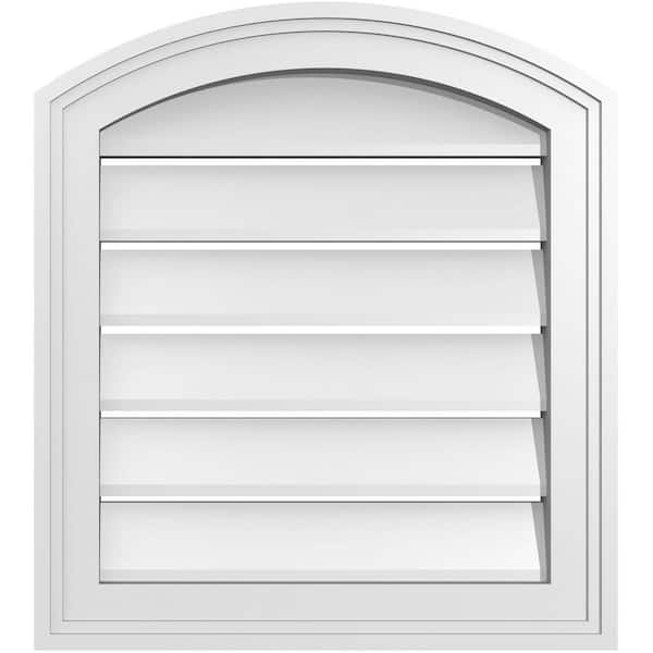 Ekena Millwork 18" x 18" Arch Top Surface Mount PVC Gable Vent: Non-Functional with Brickmould Frame