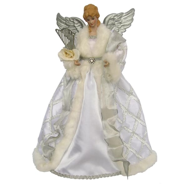Santa's Workshop Angel 16 in. Silver and White Christmas Tree Topper ...