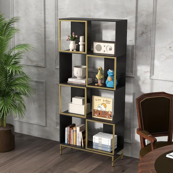 Tileon 4-Tier Storage Shelves, Bookcase Display Storage Shelf Corner Shelf for Small Space, Living Room in Black