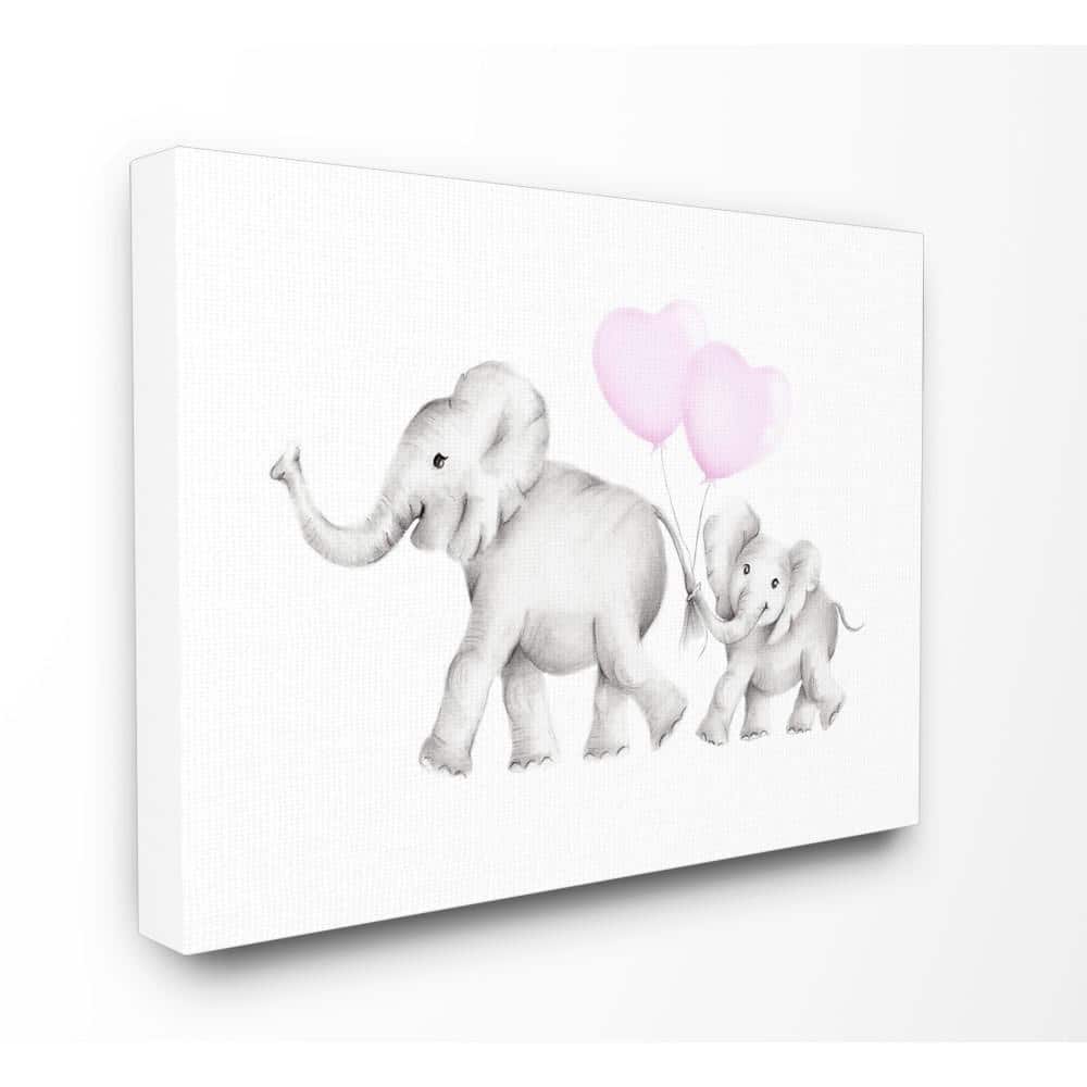 30 in. x 40 in. Mama and Baby Elephants by Studio Q Printed Canvas Wal