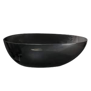 Moray 67 in. x 34 in. Stone Resin Flatbottom Solid Surface Freestanding Soaking Bathtub in Black with Brass Drain