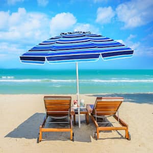 7.2 ft. Steel Tilt Beach Umbrella Portable Outdoor Beach Umbrella with Sand Anchor in Navy