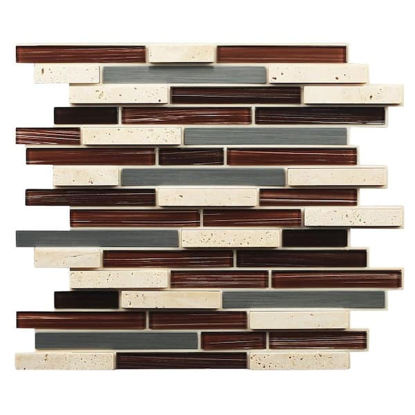 Instant Mosaic 12 in. x 13 in. x 7 mm Peel and Stick Glass/Stone/Metal Mosaic Wall Tile