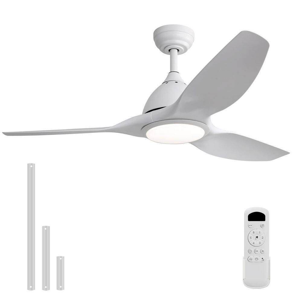 52 in. Indoor/Outdoor White Downrod Mount Ceiling Fan with Dimmable LED Light and 6 Speed Remote Control price history on PriceWatchPro