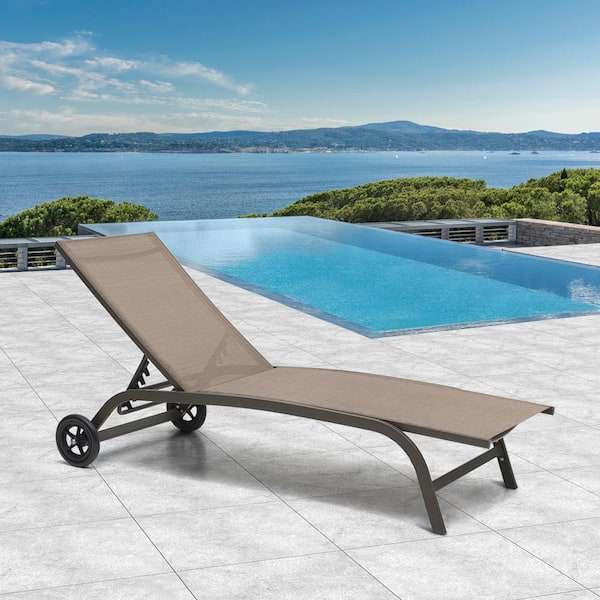 Crestlive Products 1-Piece Metal Adjustable Outdoor Chaise Lounge in Brown