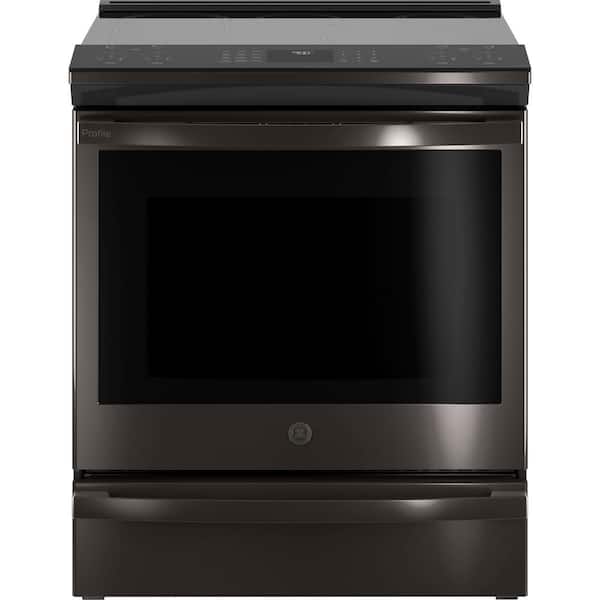GE Profile 5.3 cu. ft. Smart Slide-in Induction Range with Self Cleaning Convection Oven in Black Stainless Steel