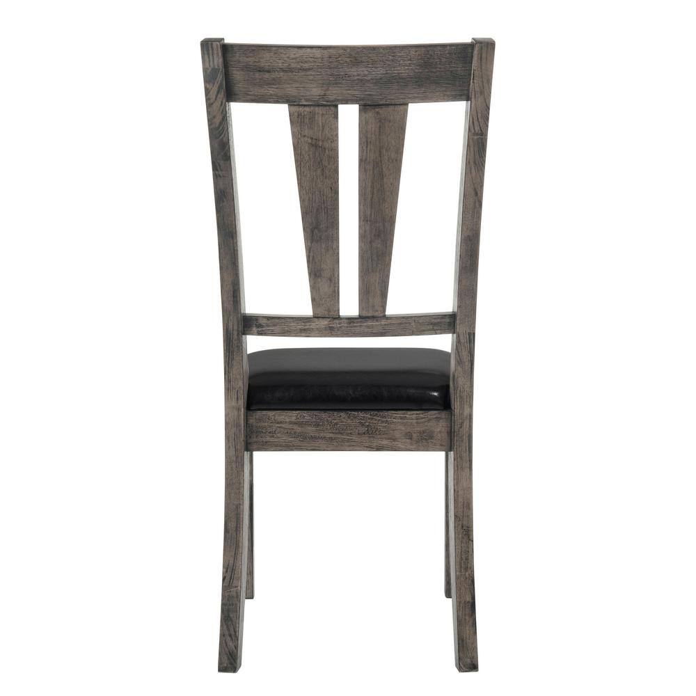 Rustic Grayson High-Back Faux Leather Side Chair in Grey Oak (Set of 2)