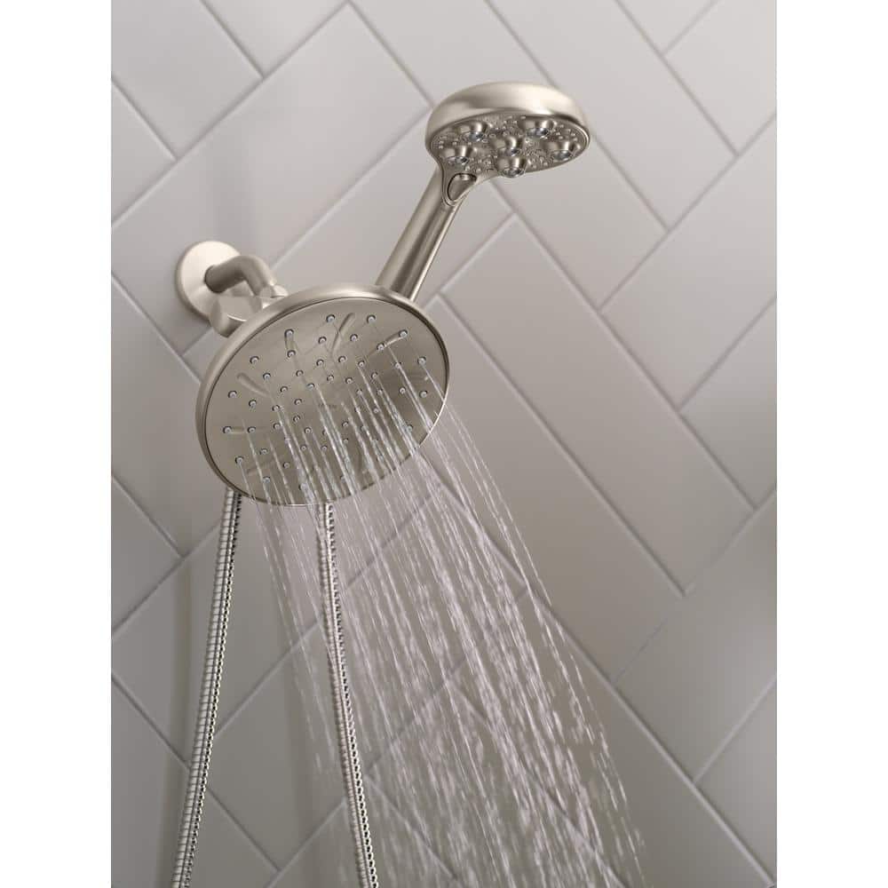 HydroRoller Nickel Dual Handheld and Rain Shower Head