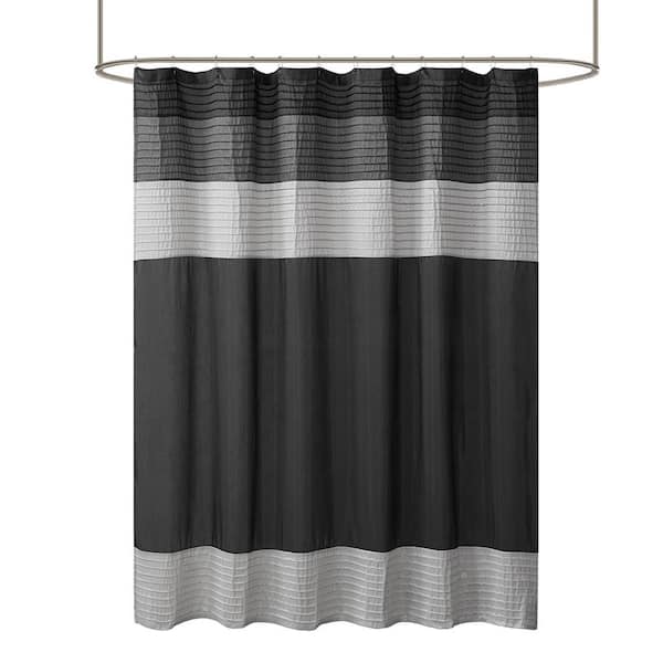 ilemong 72 in. x 72 in. Lightweight Machine Washable Faux Silk Polyester Shower Curtain in Black