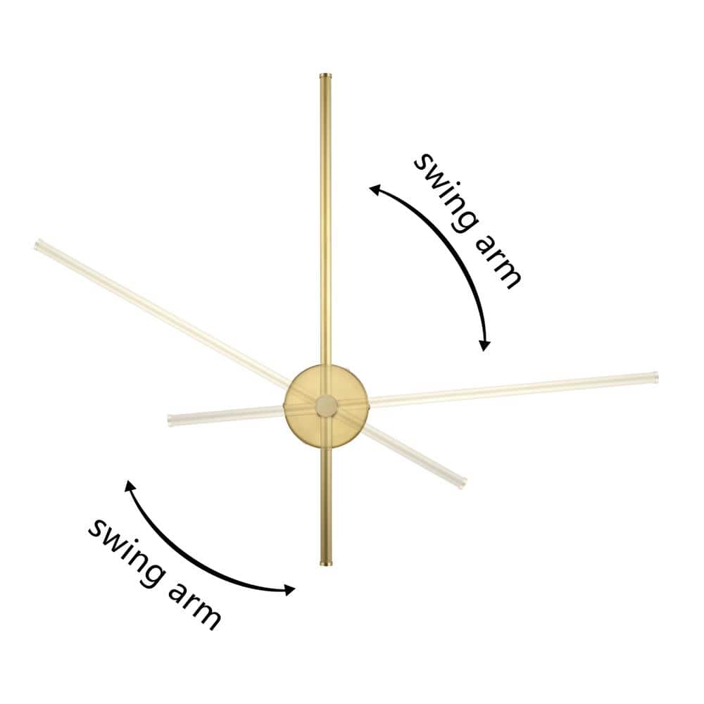 Anton 27.25" Brass Gold Modern Adjustable LED Wall Sconce