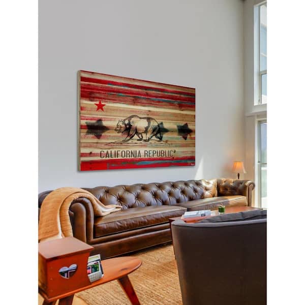 Unbranded 12 in. H x 18 in. W "Cal Repub" by Parvez Taj Printed Natural Pine Wood Wall Art