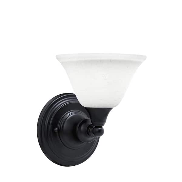 Unbranded Fulton 1-Light Matte Black Wall Sconce, 7 in. White Muslin Glass