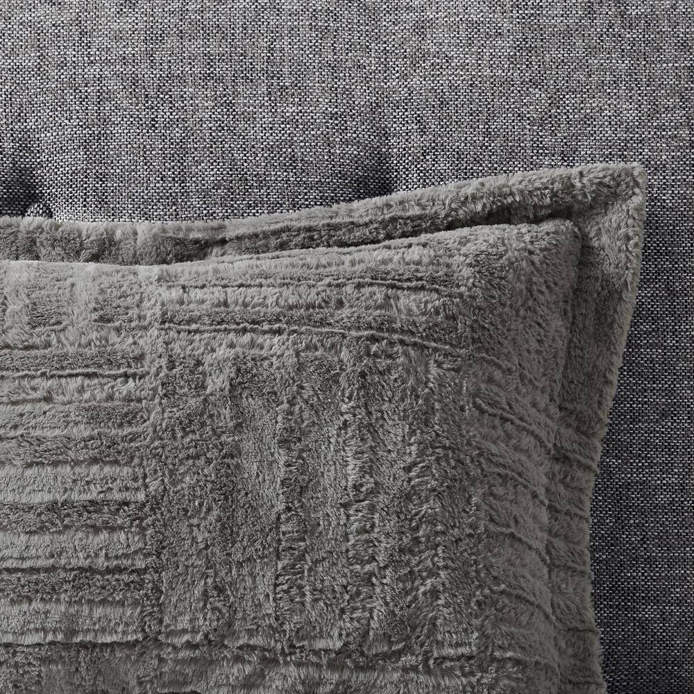 Gray Full Faux Fur Down Alternative Comforter Set