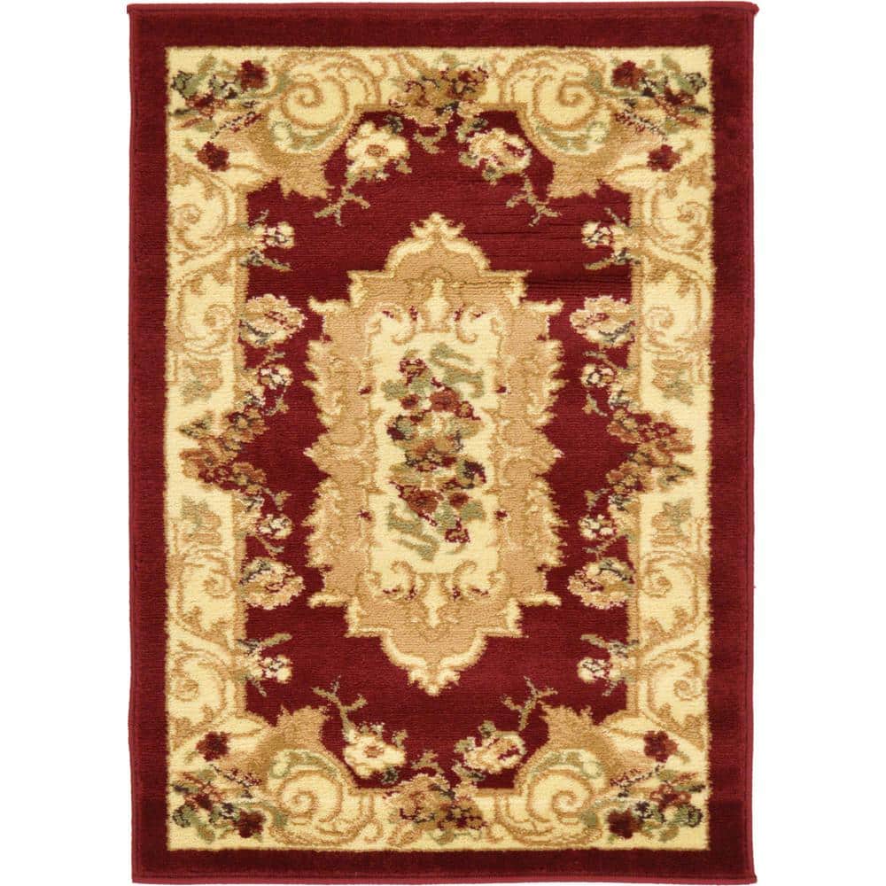 Unique Loom Versailles Henry Red 2' 2 x 3' 0 Area Rug 3129309 The