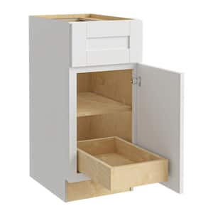 Washington Vesper White Plywood Shaker Assembled Base Kitchen Cabinet FH 1 ROT Sft Cls R 15 in W x 24 in D x 34.5 in H