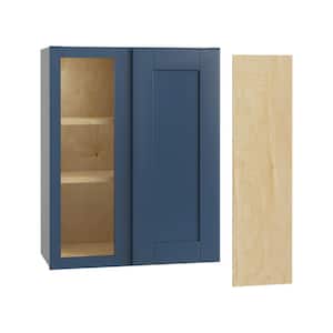 Washington Vessel Blue Plywood Shaker Assembled Blind Corner Kitchen Cabinet Soft Close Left 24 in W x 12 in D x 30 in H