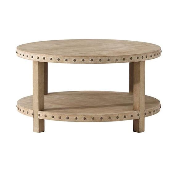 Unbranded Nailhead 36 in. W Washed Oak Coffee Table