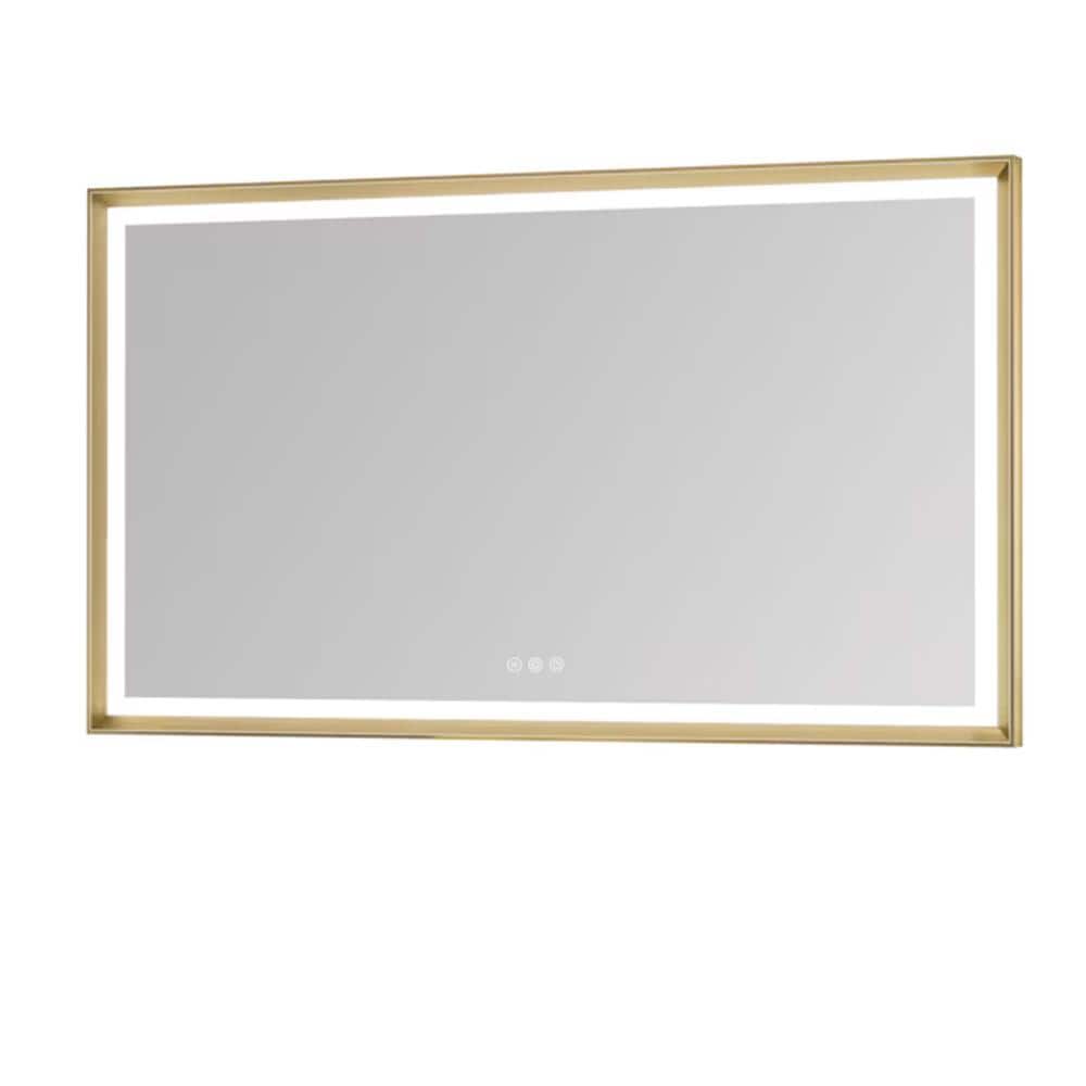 60 in. W x 36 in. H Aluminum Framed Rectangular Wall-Mounted Double Beveled Frame Bathroom Vanity Mirror, Gold price history on PriceWatchPro