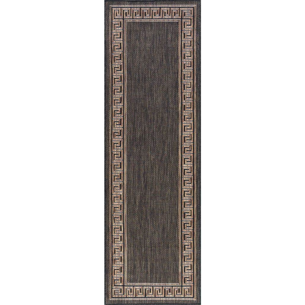 Greek Key Gold Rug Tayse Rugs Eco Gold 3 ft.x10 ft. Greek Key Indoor Outdoor Area Rug ...
