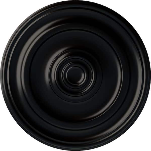 Ekena Millwork 1-3/4" x 23-5/8" x 23-5/8" Polyurethane Kepler Traditional Ceiling, Hand-Painted Jet Black