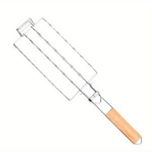 1-Piece Stainless Steel Sausage Grill Net Clip, Removable Foldable Portable Clip for Household BBQ Tool