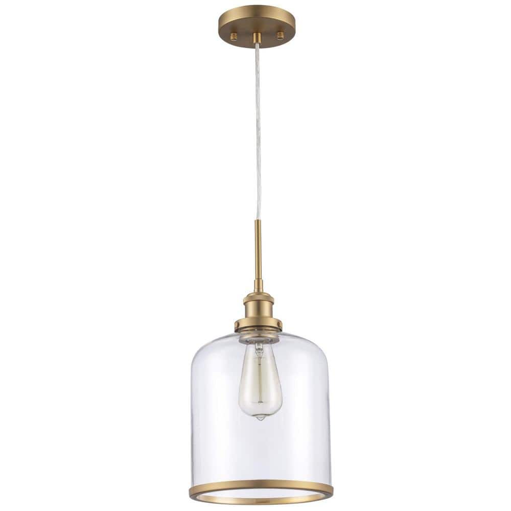 Dorina Antique Gold Mini Jar Pendant Light with Clear Glass Shade