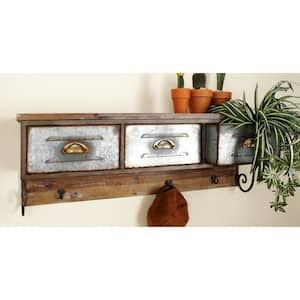 White Distressed 1 Shelf Wood Scroll Wall Shelf