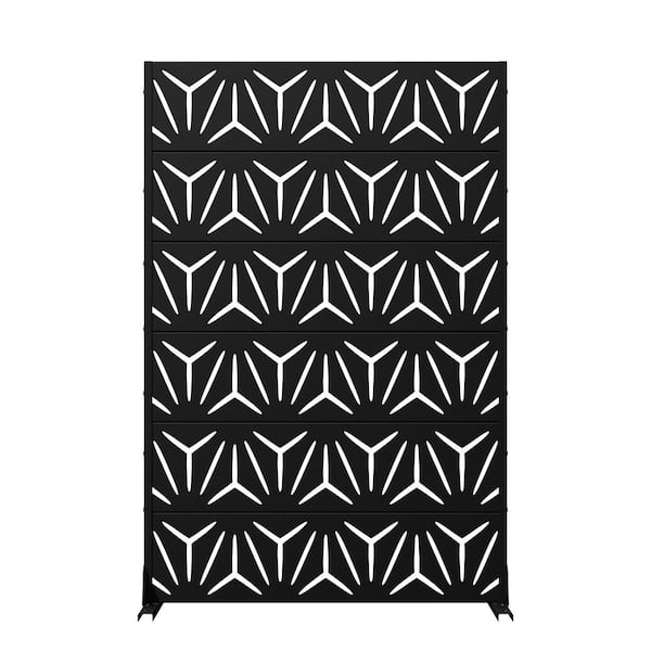 72 in. H x 47 in. W Wall Sculptures Outdoor Privacy Screens Garden Fence in Black