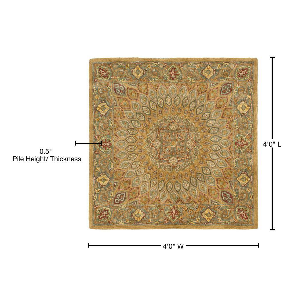 Heritage Light Brown and Grey Wool Tufted Square Rug