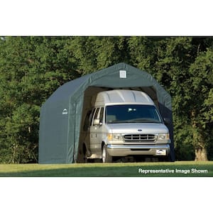 12 ft. W x 24 ft. D x 9 ft. H Steel and Polyethylene Garage without Floor in Green with Corrosion-Resistant Frame
